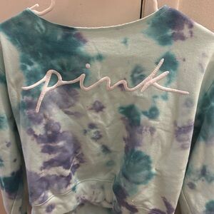 Tie-Dye Cropped Off the Shoulder Crewneck